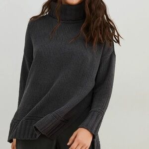 Aerie - Chunky Oversized Knit Turtleneck Sweater - Charcoal Gray - Women’s - M